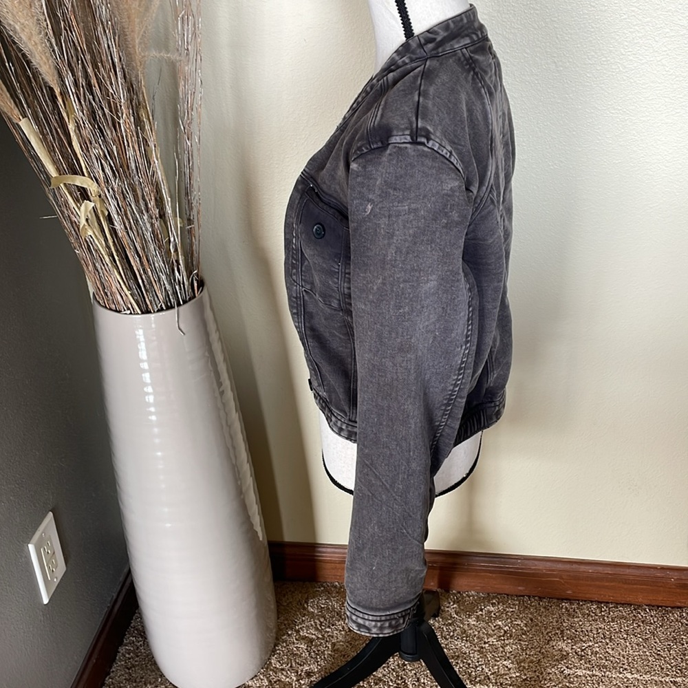 Anthropologie bibiana bomber Black Denim Jacket Size Medium - Picture 8 of 14